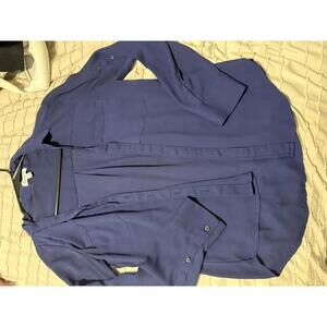 Express Women's Button-Up Portofino - Navy Blue, Size SMALL